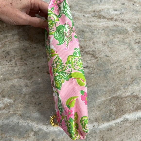 Lilly Pulitzer For Estée Lauder Tiger Lily Cosmetic Bag pink green zip - Picture 6 of 12